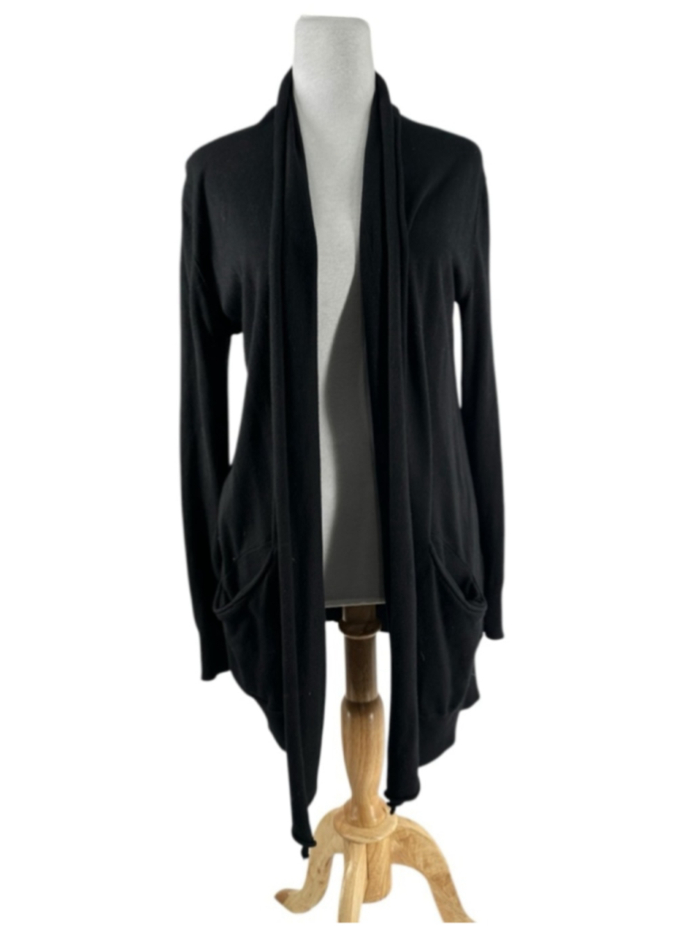Aritzia Wilfred cardigan Black Silk & Cashmere Blend Top open front sz sm